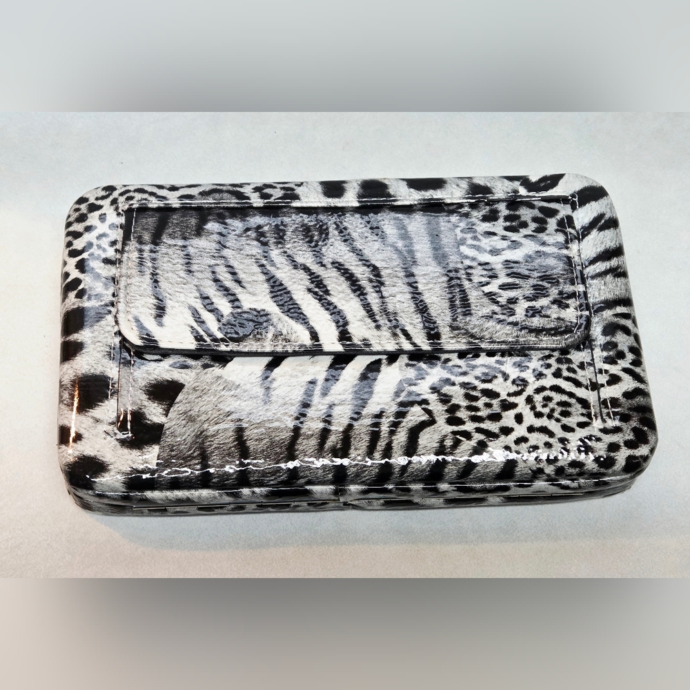 Animal Print Black White Hard Case Clutch Wallet Purse